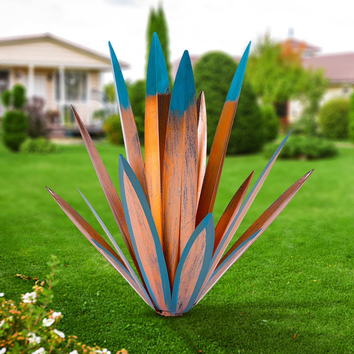 Homight handcrafted agave sculpture; customizable shape for garden style.