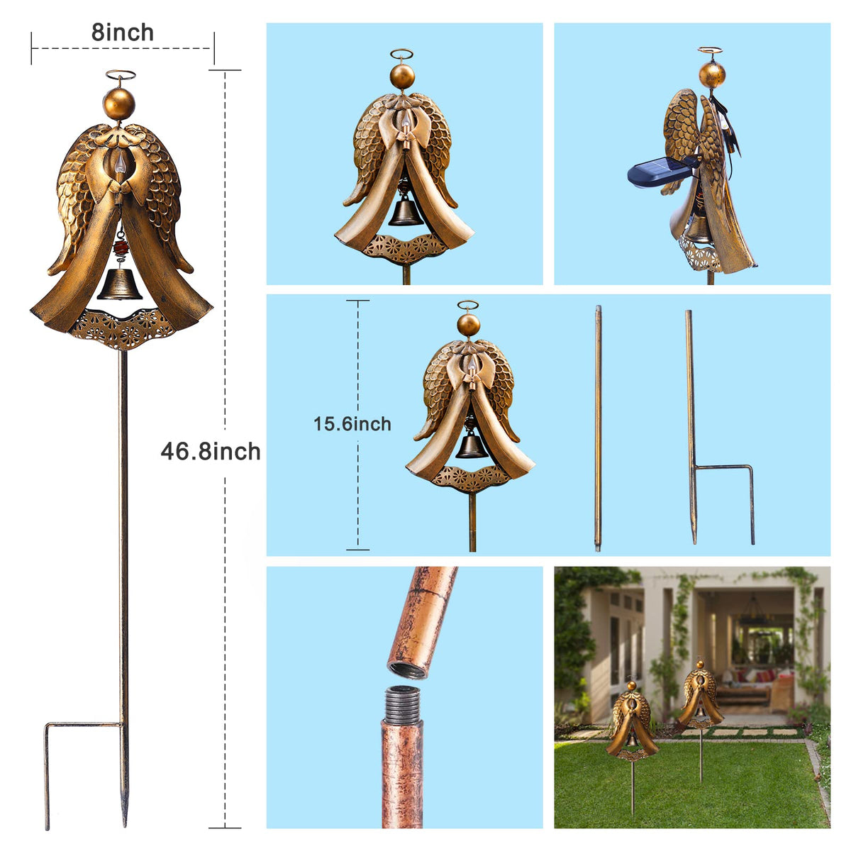 Homight garden angel stake installation is simple and weather resistant.