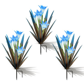 Homight metal agave plant with blue lilies brightens outdoor decor