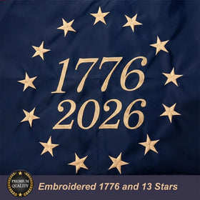 Homissor 1776-2026 embroidered 13 stars flag highlights patriotic detail and durable stitching