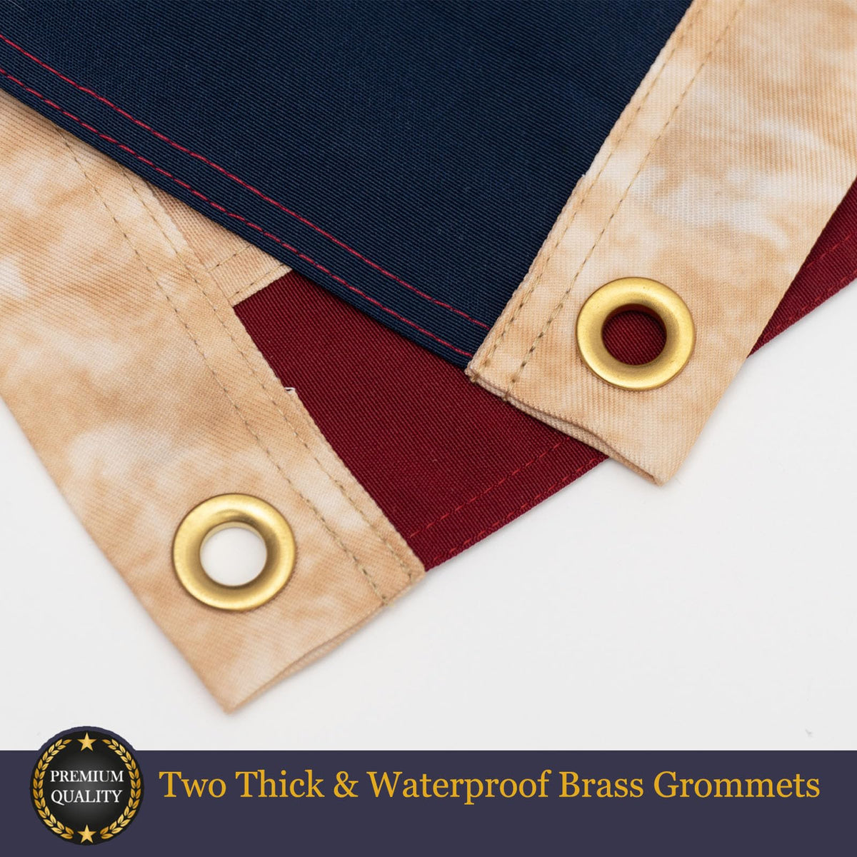 Homissor Betsy Ross flag with brass grommets for easy hanging.