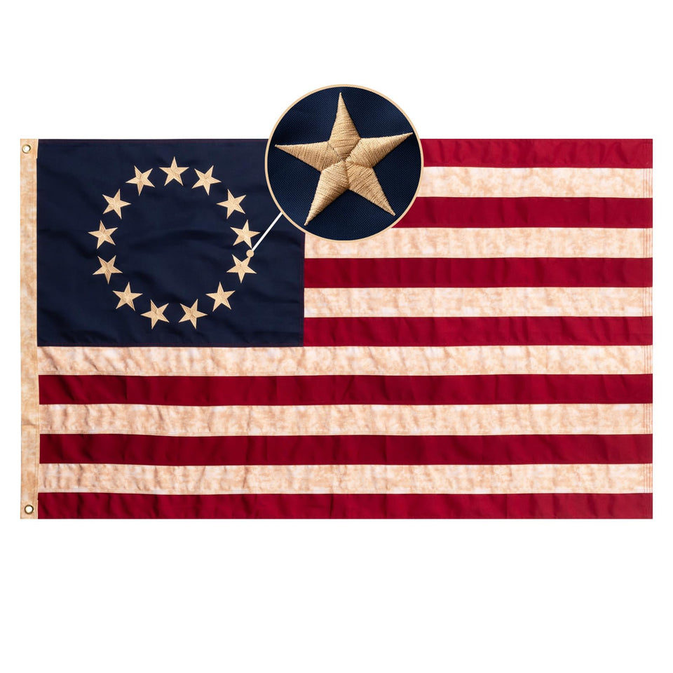 Homissor Betsy Ross flag tea-stained 3x5 banner for outdoor display