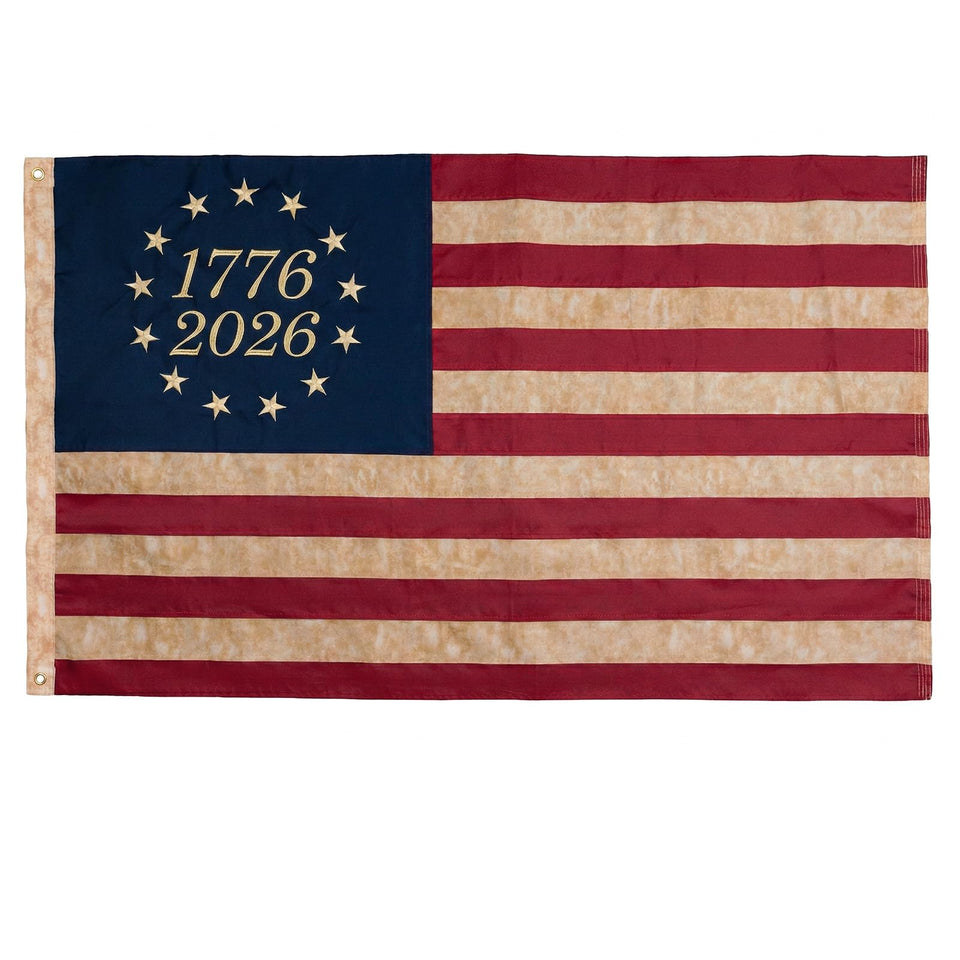 Homissor Betsy Ross flag tea-stained 3x5 for outdoor display with vintage charm