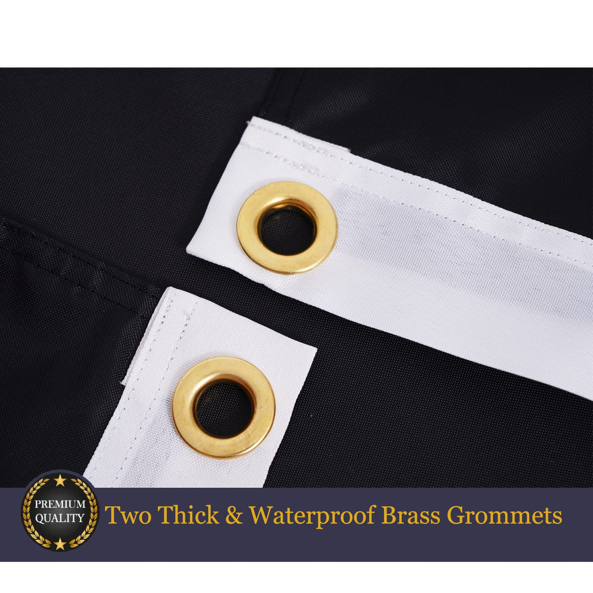 Homissor flag with heavy-duty brass grommets for secure mounting outside.