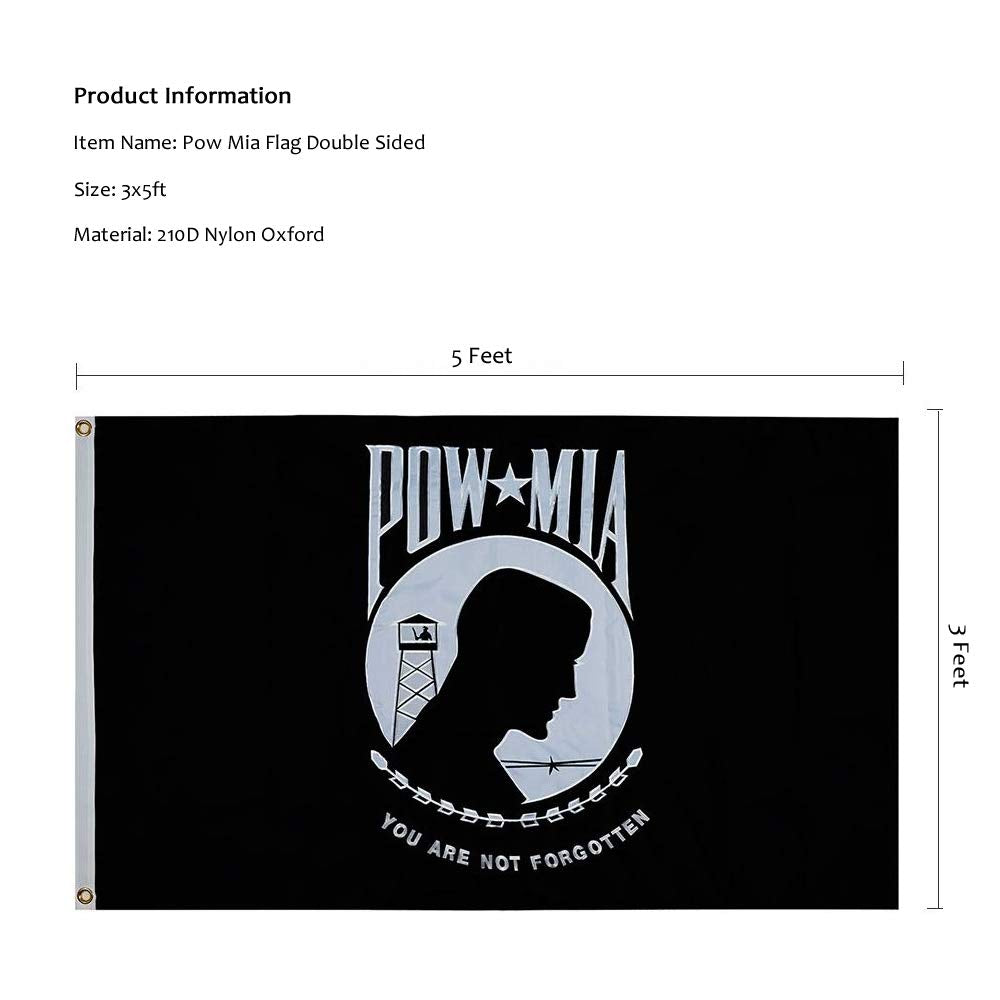 Homissor Pow Mia flag double-sided embroidery for visibility from both sides.