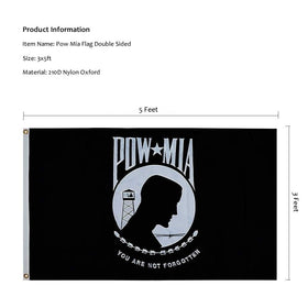Homissor Pow Mia flag double-sided embroidery for visibility from both sides.