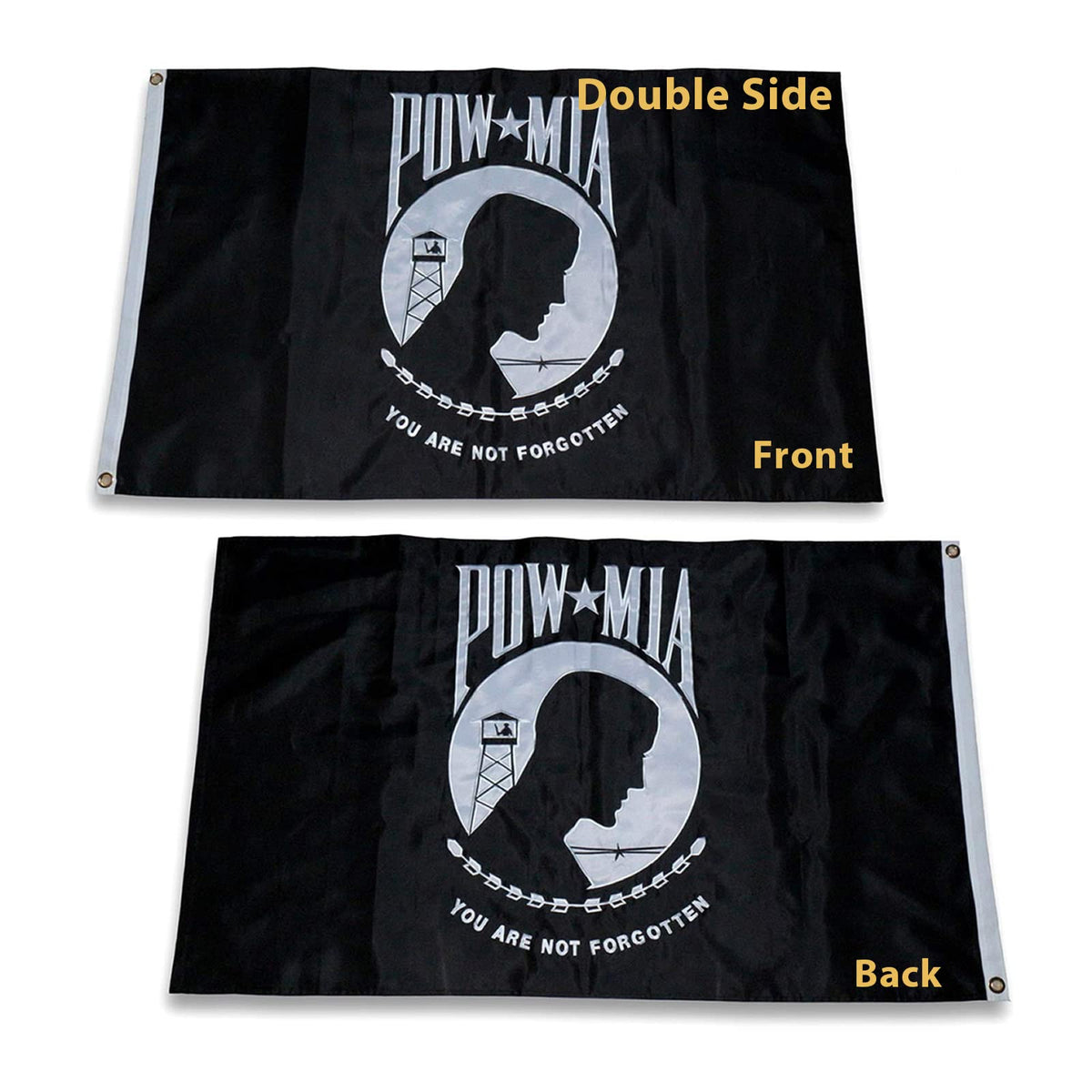 Homissor Pow Mia flag embroidered 3x5 for outdoor display.