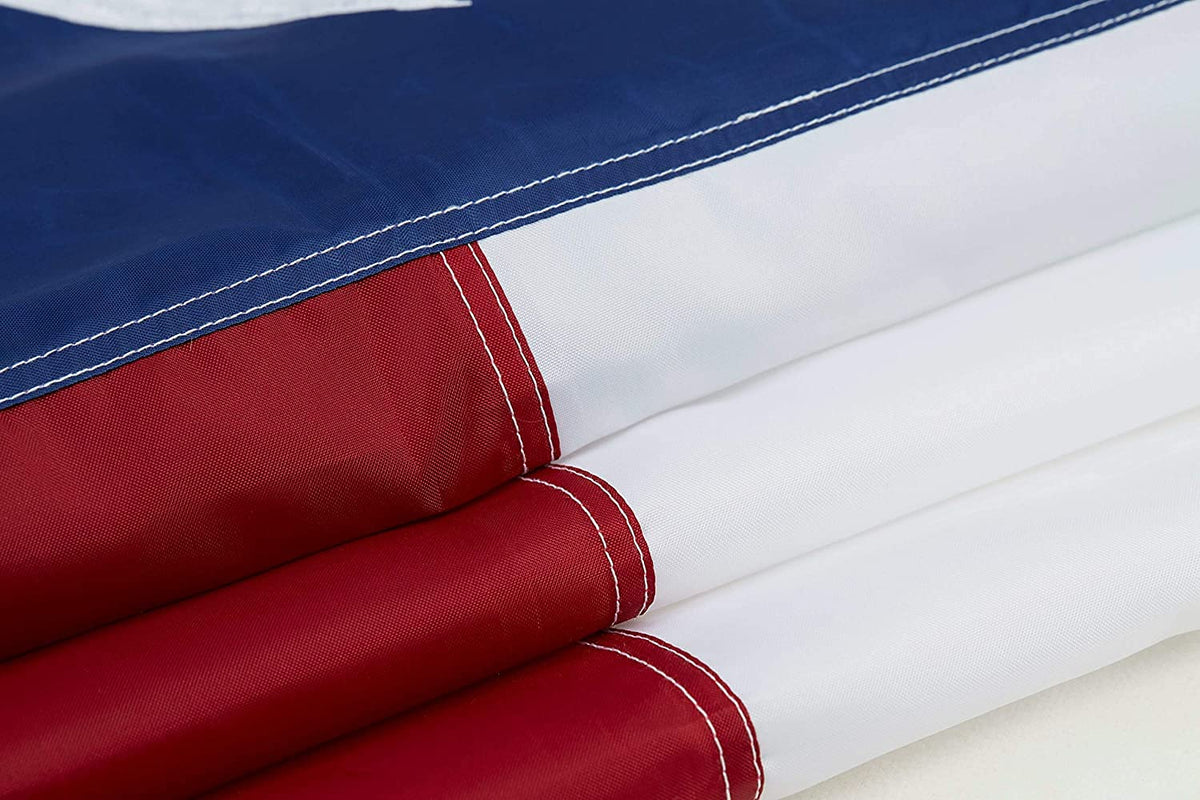 Homissor Texas Flag four-row lock stitching and back-stitch reinforcements.