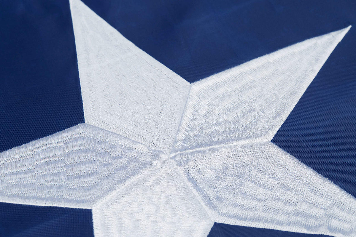Homissor Texas flag with four-stitch hemming for added durability.