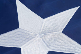 Homissor Texas Flag shows two brass grommets with reinforced lock stitching.
