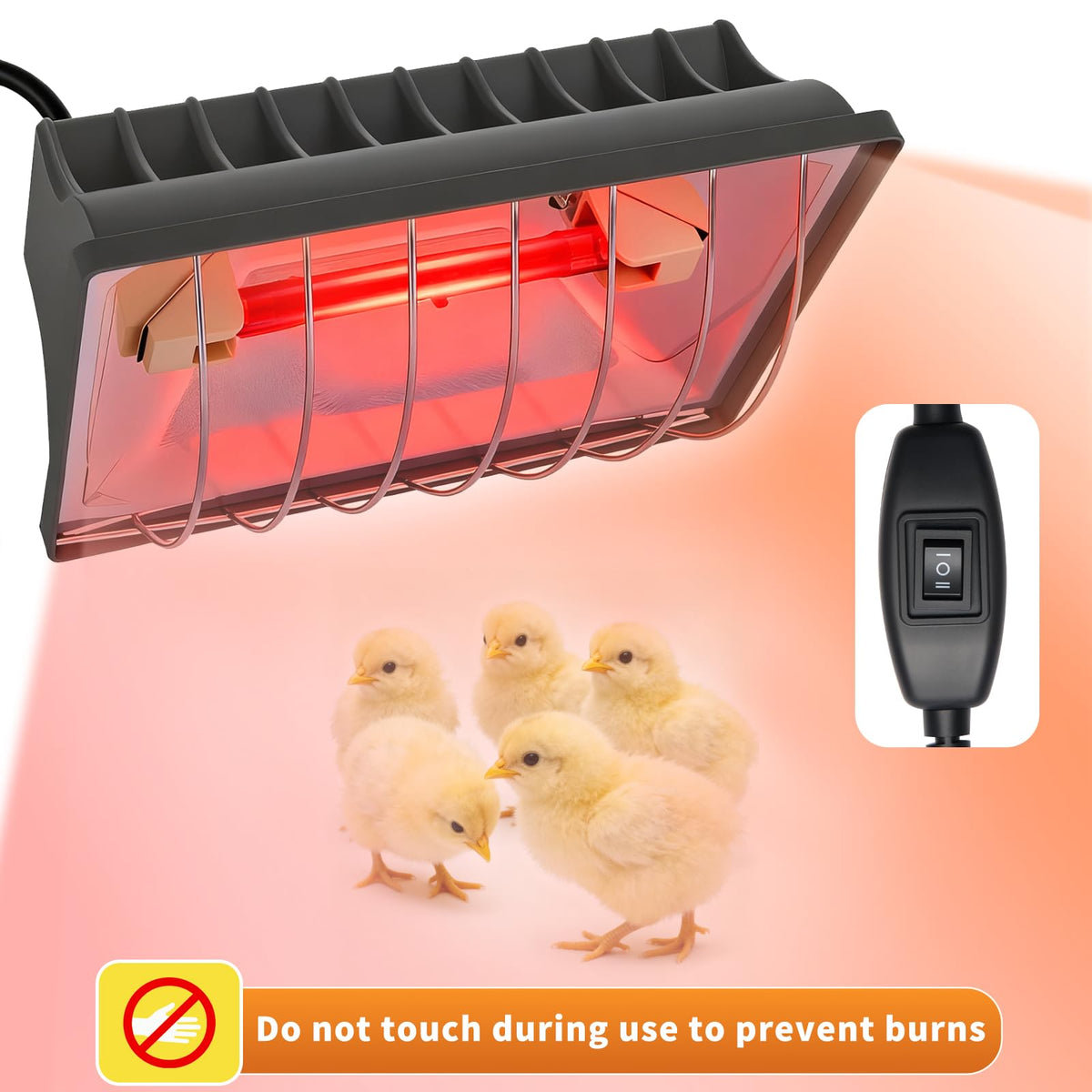 Homnebila 175W infrared heat lamp setting for mild cold days.