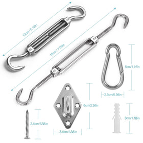 HOMPER Awning Attachment Set turnbuckle adjustment enables precise sail tension.