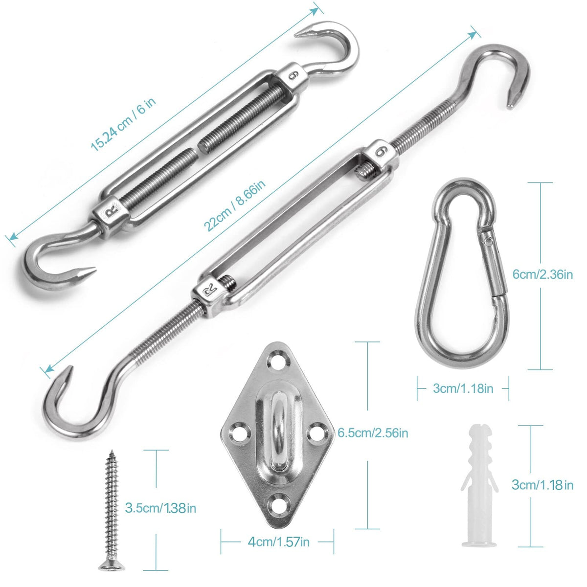 HOMPER M6 snap hook secures shade sail lines quickly for easy setup