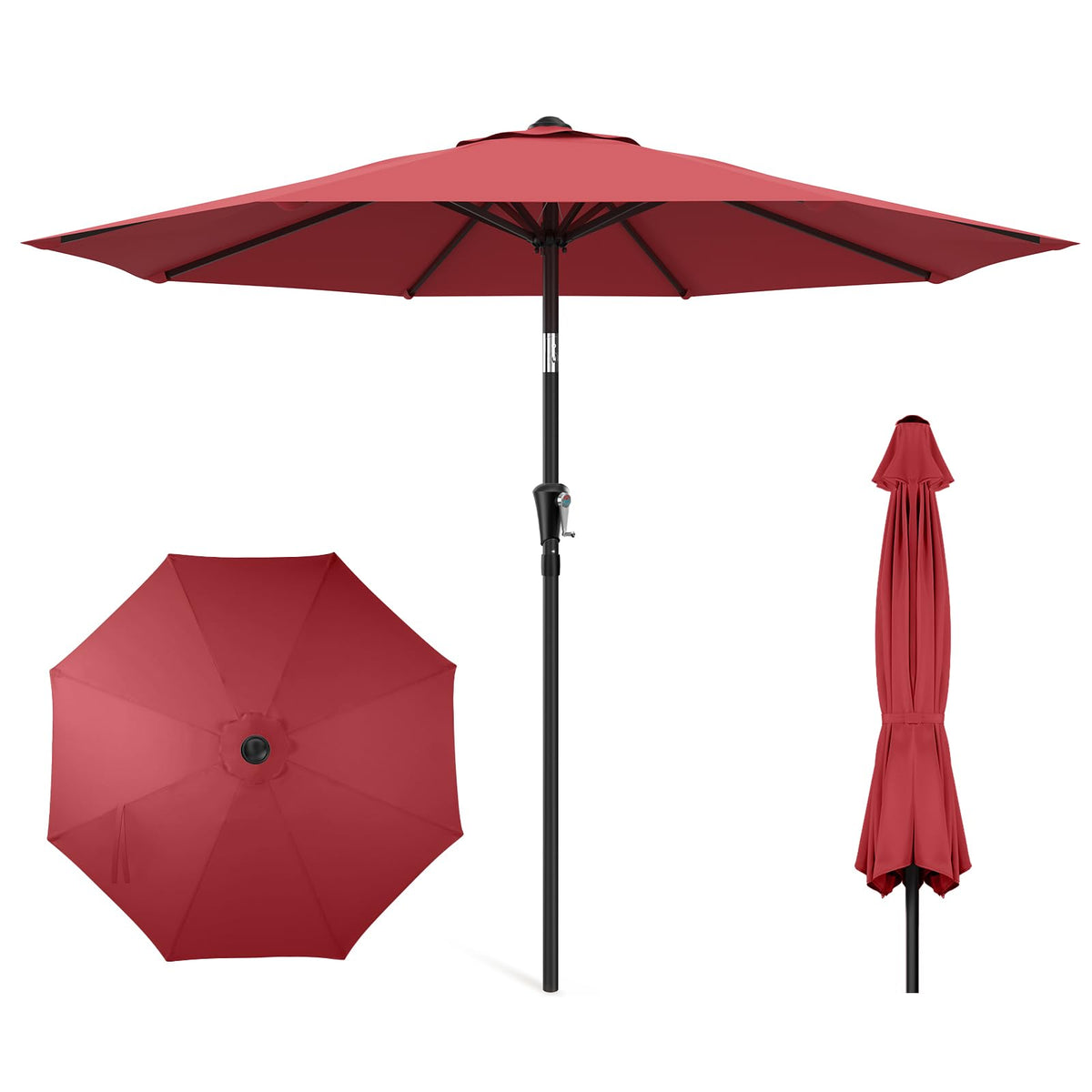 HOMSHADE 9ft outdoor umbrella canopy provides wide patio shade