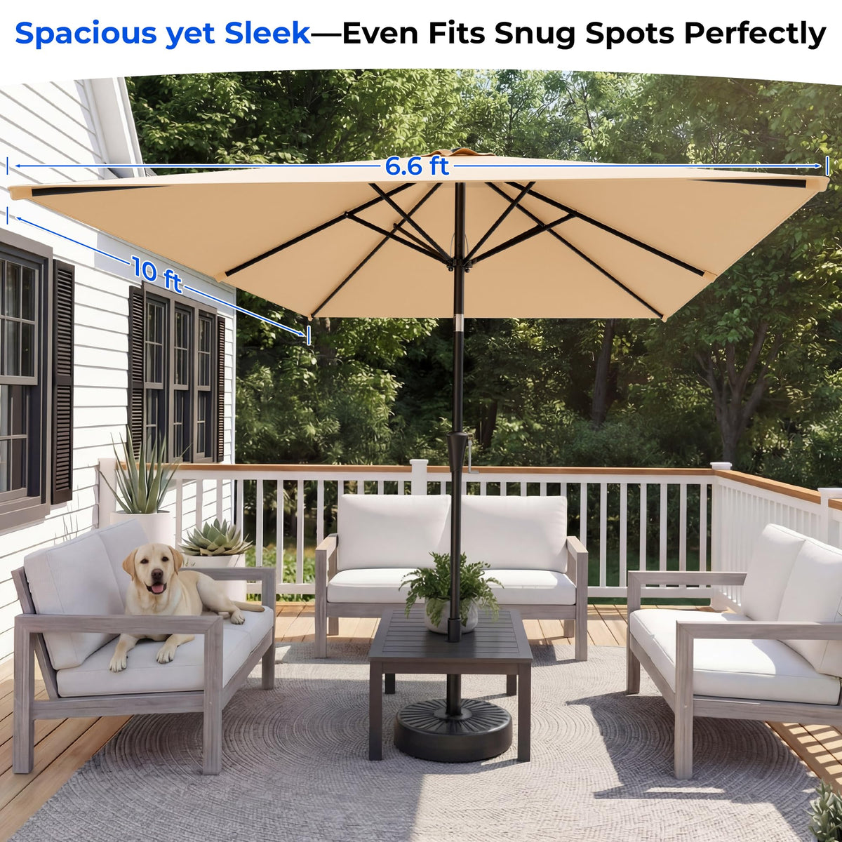 HOMSHADE powder-coated iron pole provides durable outdoor support.