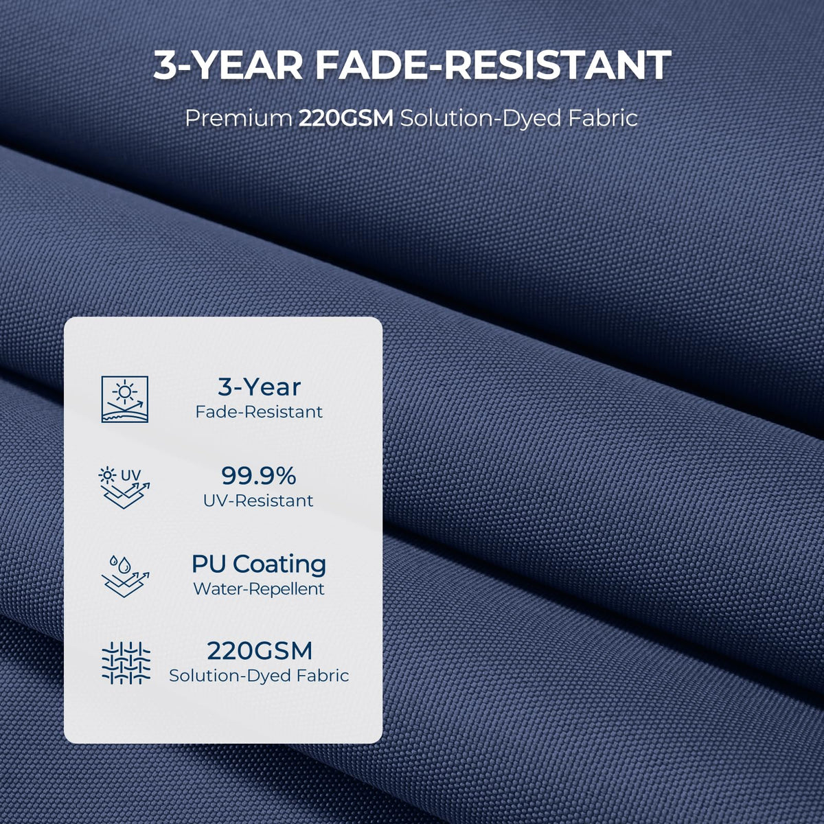 HOMSHADE 8 ribs and pole emphasize sturdy, balanced support.
