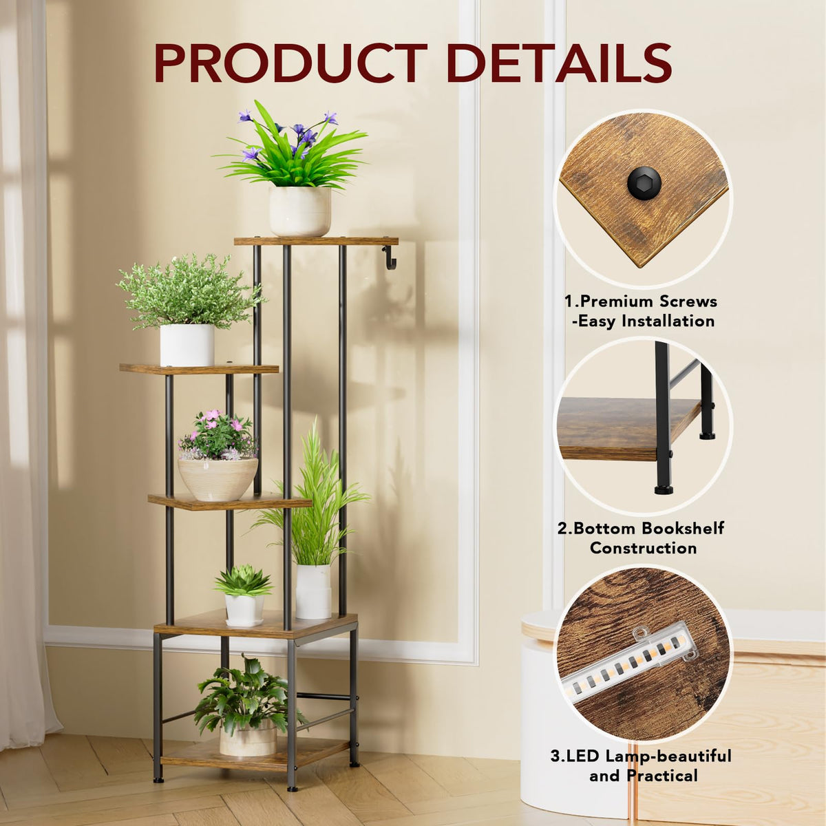Homsorout bottom tier railing adds safe stability for pots