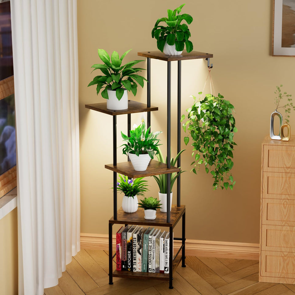 Homsorout plant stand 5-tier top view for a varied plant display