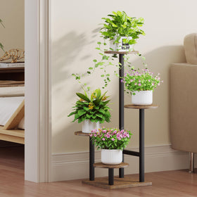 Homsorout plant stand bottom tier with railing secures pots and prevents slips