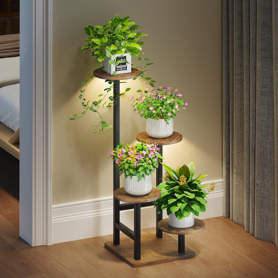 Homsorout plant stand indoor 4-tier grow light top offers vibrant display and growth support