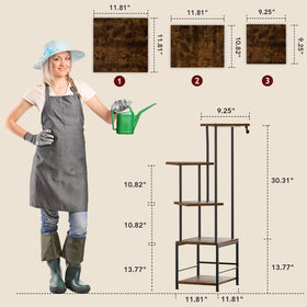 Homsorout plant stand side view showing hanging basket hook for added versatility