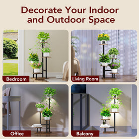 Homsorout 4-tier plant rack fits compact corners in living rooms and offices