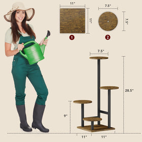 Homsorout plant stand sturdy metal frame and walnut shelves provide lasting elegance