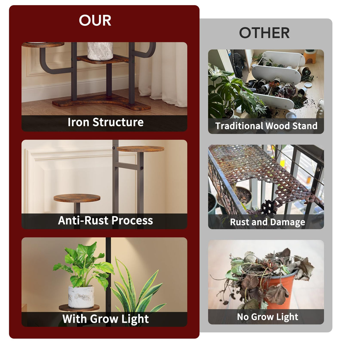 Homsorout sturdy wood and metal structure for stable display