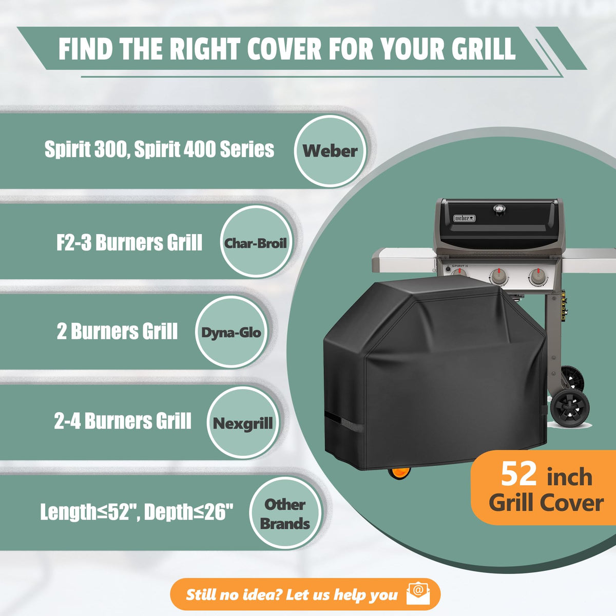 HomWanna 52-inch grill cover waterproof inner PU lining blocks moisture.
