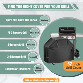 HomWanna 52-inch grill cover waterproof inner PU lining blocks moisture.
