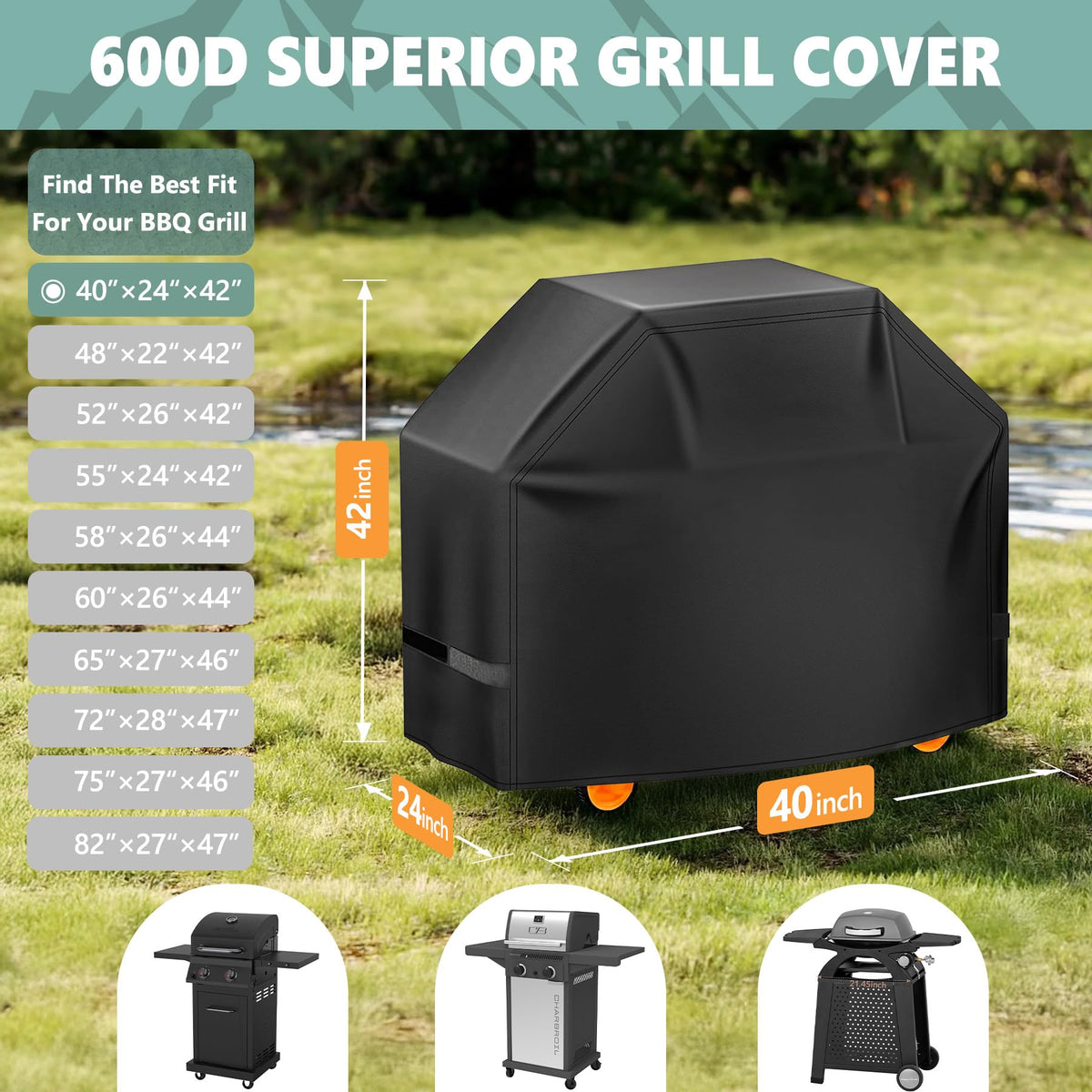 HomWanna waterproof 600D oxford grill cover protecting outdoors against rain