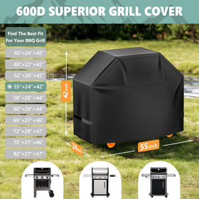 HomWanna waterproof 600D fabric keeps the grill dry during storms.