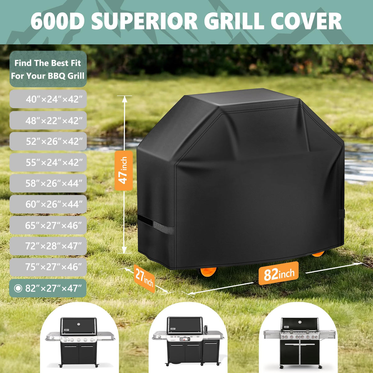 HomWanna waterproof finish protecting grill from rain and rust.