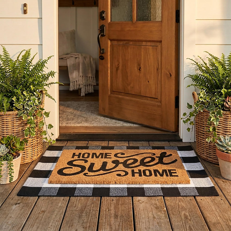 Homydecor Home Sweet Home coir mat for entryways cleans dirt at the doorstep