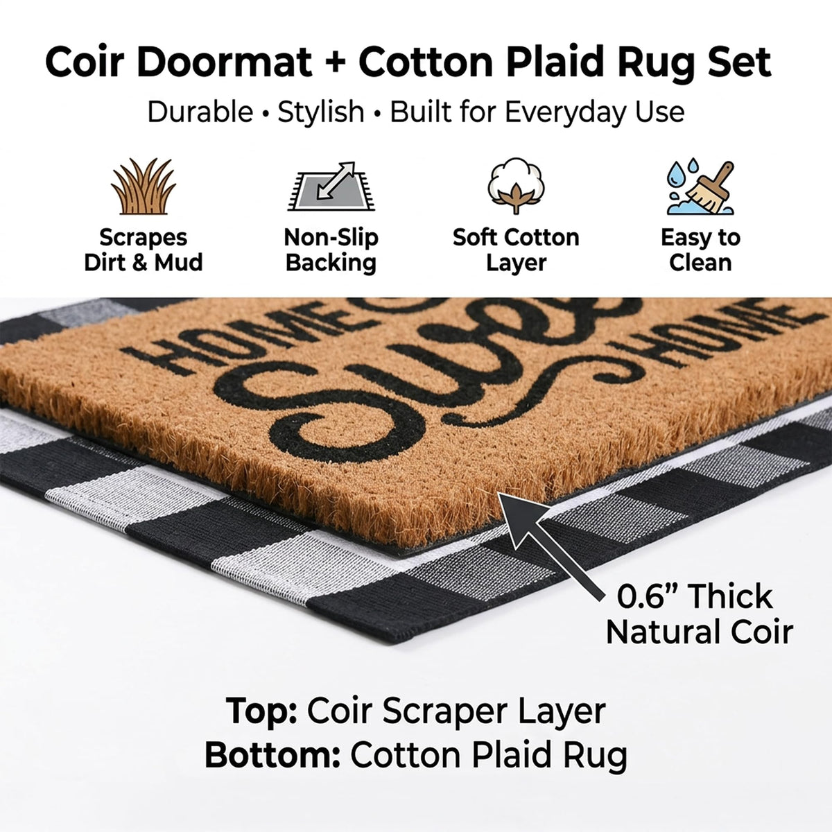 Homydecor layered porch set creates inviting entry with balanced height