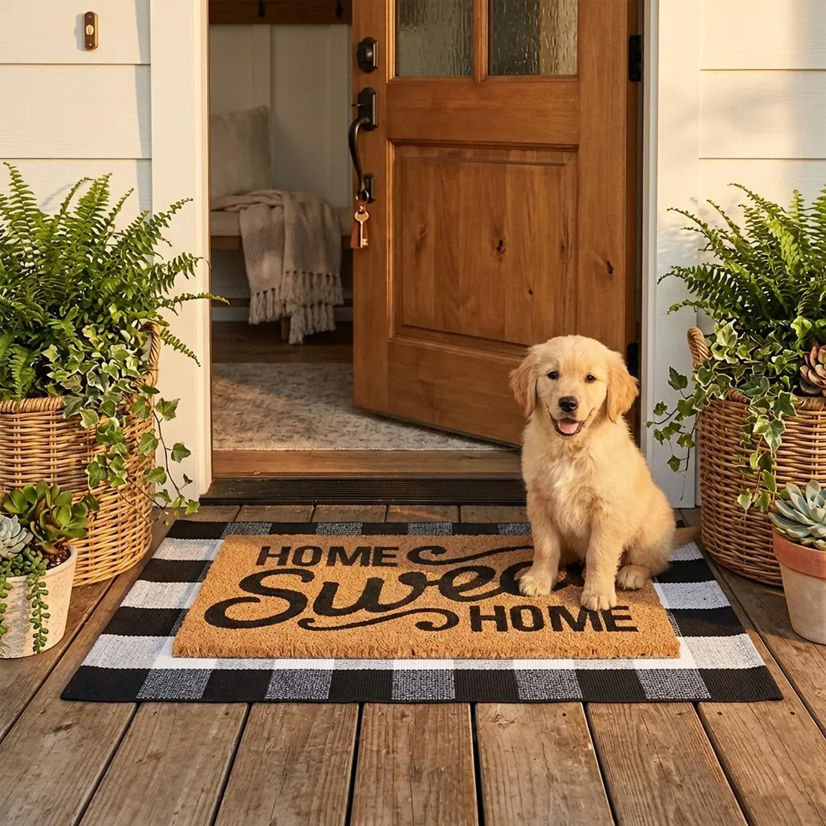 Homydecor front porch decor frames the doorway with cozy style