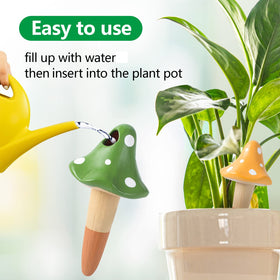 HOMYHEE mushroom waterer inserted in soil for root hydration