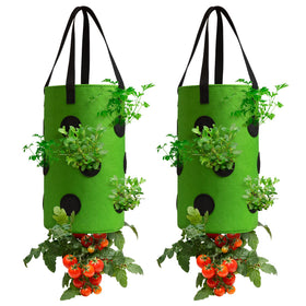 Homyhoo 2 pack upside-down tomato planter green with efficient watering for robust tomatoes