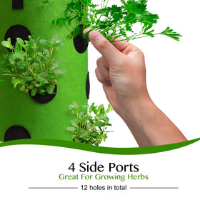 Homyhoo green hanging planter bag on a deck showing space-saving design