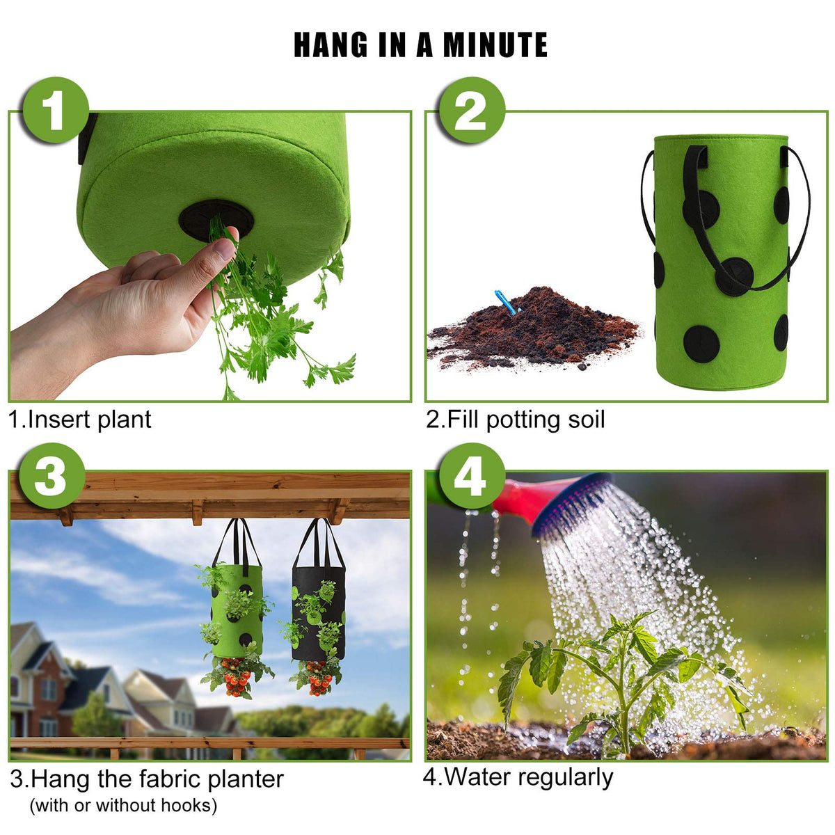 Homyhoo planters come with metal hooks for easy hanging.