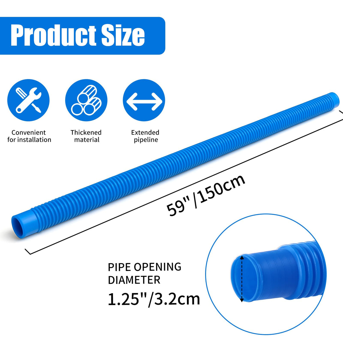 Homyplaza 1-1/4-inch, 59-inch pool hose fits standard pumps.