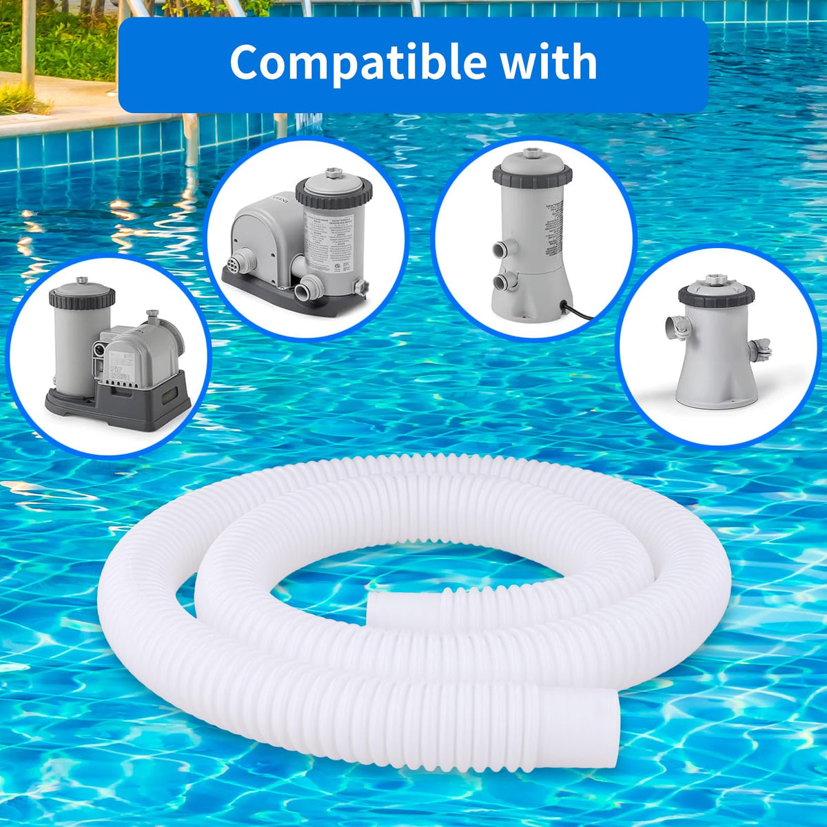 Homyplaza hose compatible with most 1.25-inch pool filter pumps