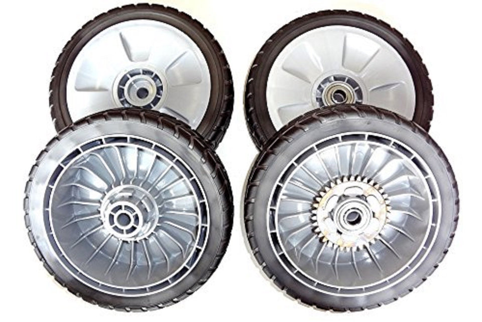 Honda HRR wheel kit: front and rear wheels improve mower stability and maneuverability.