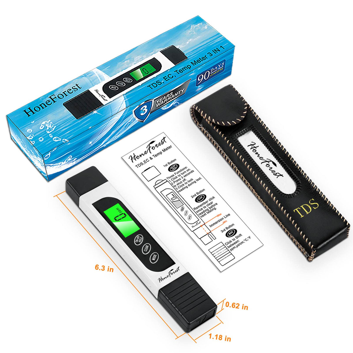 HoneForest TDS Meter used in hydroponics for precise nutrient monitoring.