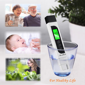 HoneForest TDS Meter probe close-up, titanium alloy tip for stable readings.