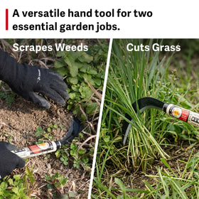 HONEN garden sickle curved blade enables smooth cutting along borders.