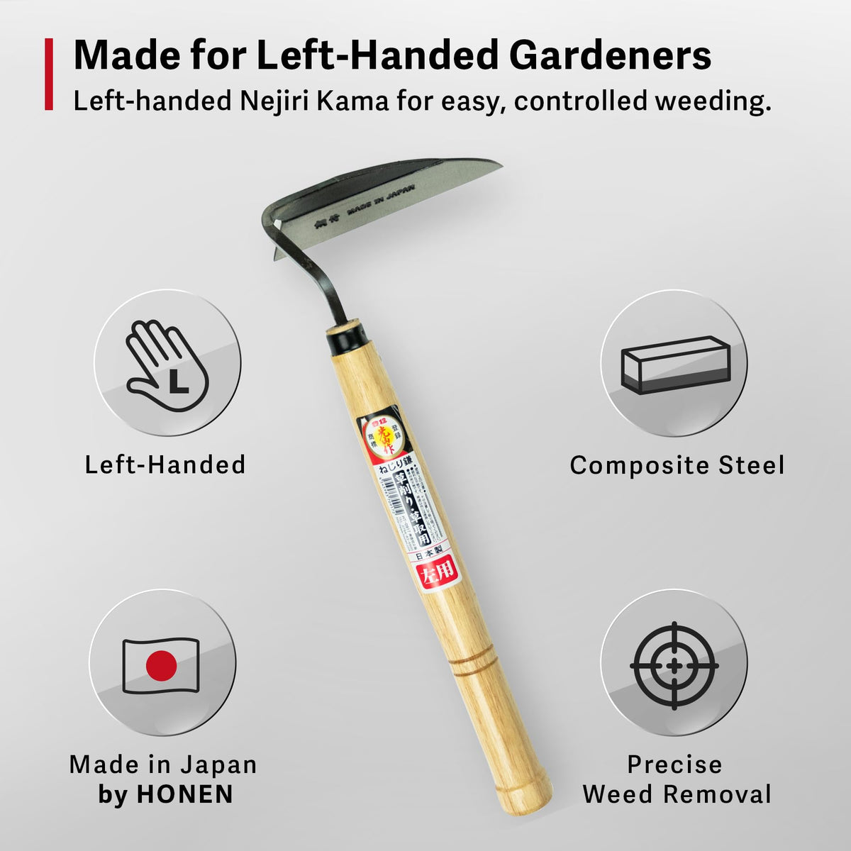 Honen precise weeding in tight spaces along borders and around plants