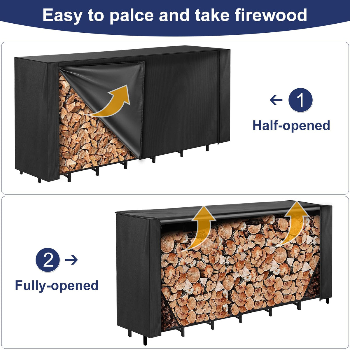 HONEST OUTFITTERS 8ft firewood rack cover easy cleaning and compact storage