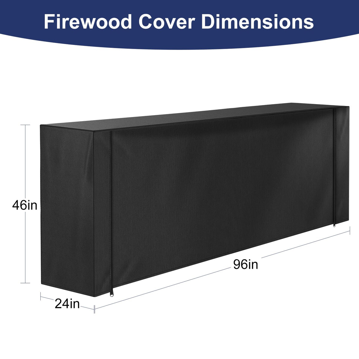 HONEST OUTFITTERS 8ft firewood rack cover side view with reinforced straps