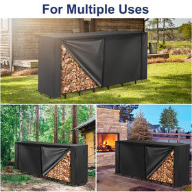HONEST OUTFITTERS 8ft firewood rack cover waterproof design protects stored wood